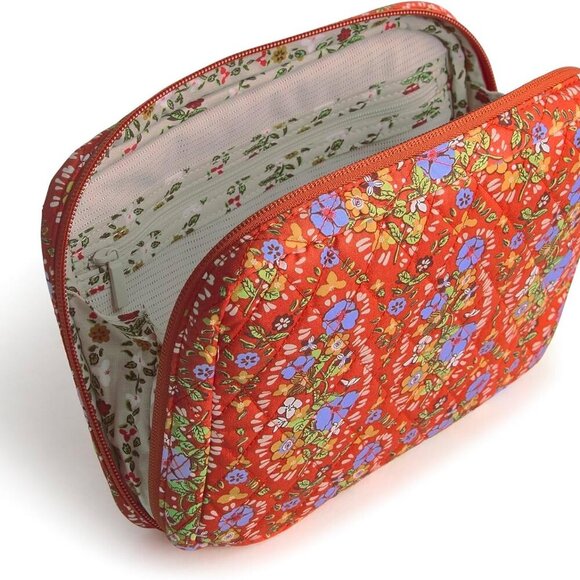 Women's Cotton Cord Organizer 9x7x2 Inch Zipper Pockets Recycled Material - Picture 2 of 3